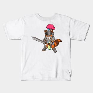 In Armor with Long Sword - Red Panda Kids T-Shirt